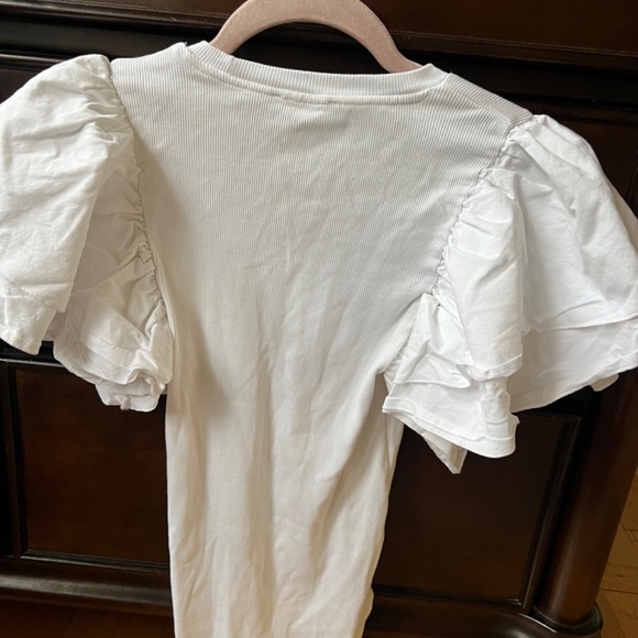 Zara ribbed, ruffled, short sleeved bodysuit - Picture 2 of 2